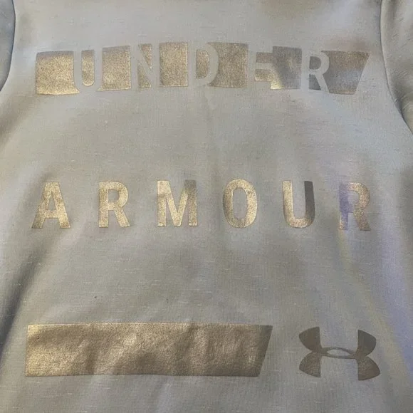 Under Armour UA Size X-Small Light Ice Blue Sweatshirt Hooded Hoody Hoodie EUC - Picture 8 of 9